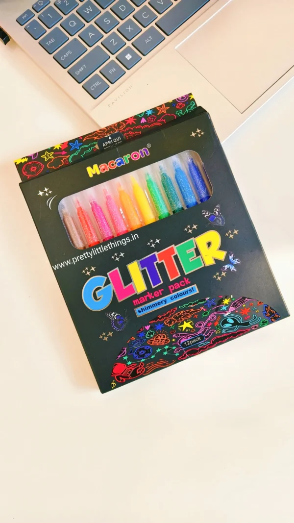 MACARON MCR-1990-17 GLITTER MARKER PACK OF 12PCS