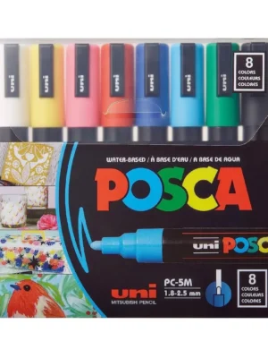 UNIBALL PC-5M POSCA AST COLOR MARKER 2.5MM PACK OF 8PCS
