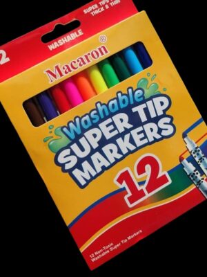 MAACRON MCR-1990-89 WASHABLE SUPER TIP MARKERS PACK OF 12PCS