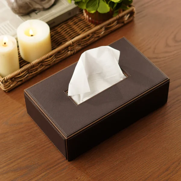 V-CUBE DESIGNS VCDTH2515BR VEGAN LEATHER TISSUE HOLDER BROWN (25X15X7CM)