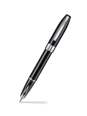 SHEAFFER LEGACY 9064 GLOSSY BLACK MEDIUM NIB FOUNTAIN PEN WITH CHROME PLATED TRIMS