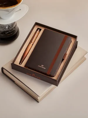 SHEAFFER 9428 COFFEE EDITION MATT BROWN PVD TRIMS BALLPOINT PEN WITH A6 NOTEBOOK